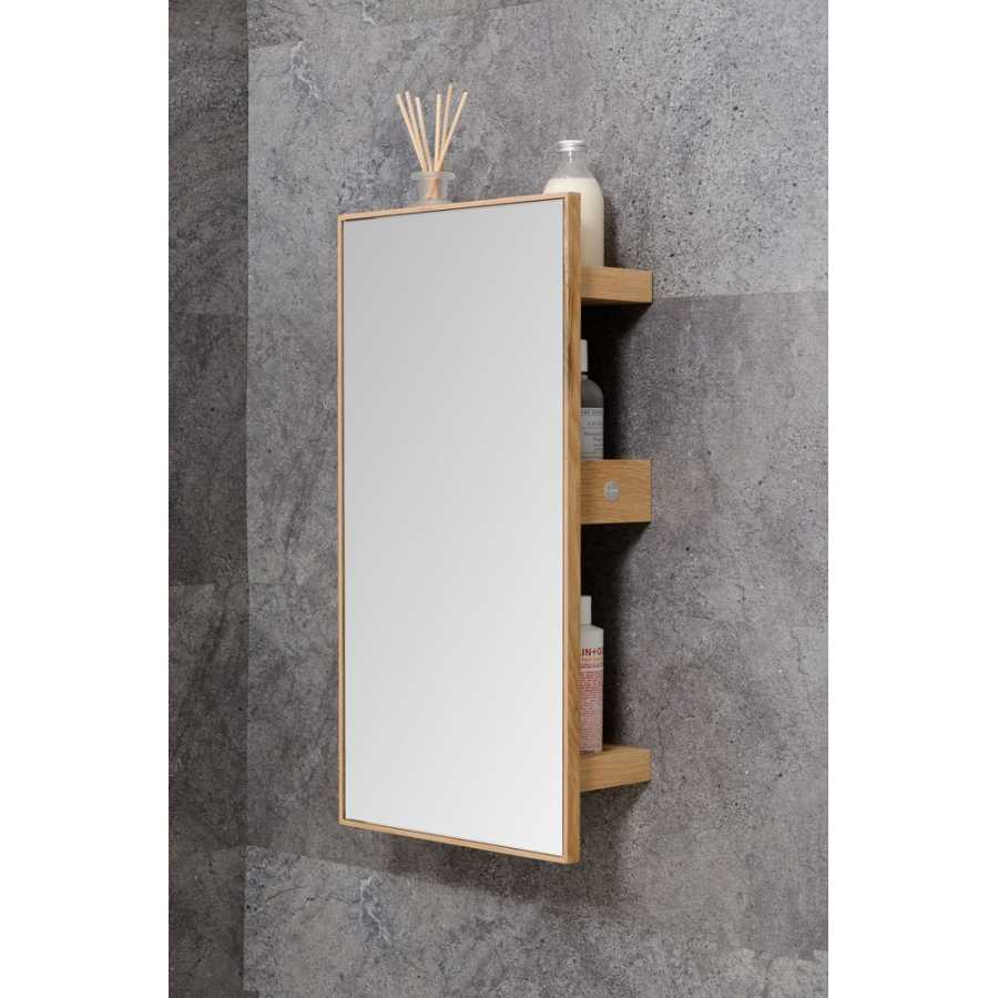 Wireworks Slimline Bathroom Wall Mirror & Storage - Natural Oak